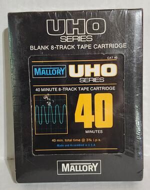 Vintage Mallory UHO Series Blank 8-Track Tape 40 Min NOS Sealed USA